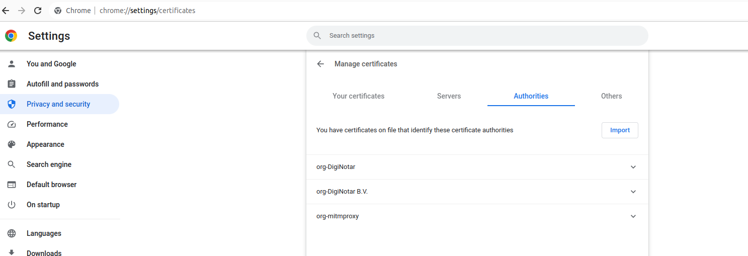 chrome settings